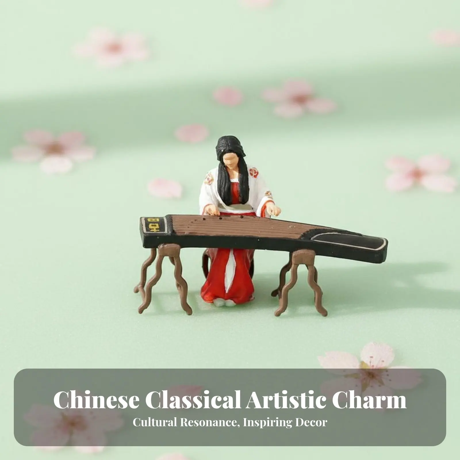 

Pipa Player Model Highly Detailed Guzheng Player Model Ancient Chinese Musician Figurine Resin Material for Collectors, Dioramas