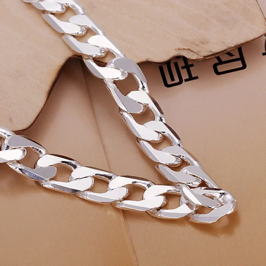 Fine 925 Sterling Silver Bracelet Jewelry 4MM-10MM width solid for man men women Lady Chain noble wedding party gifts