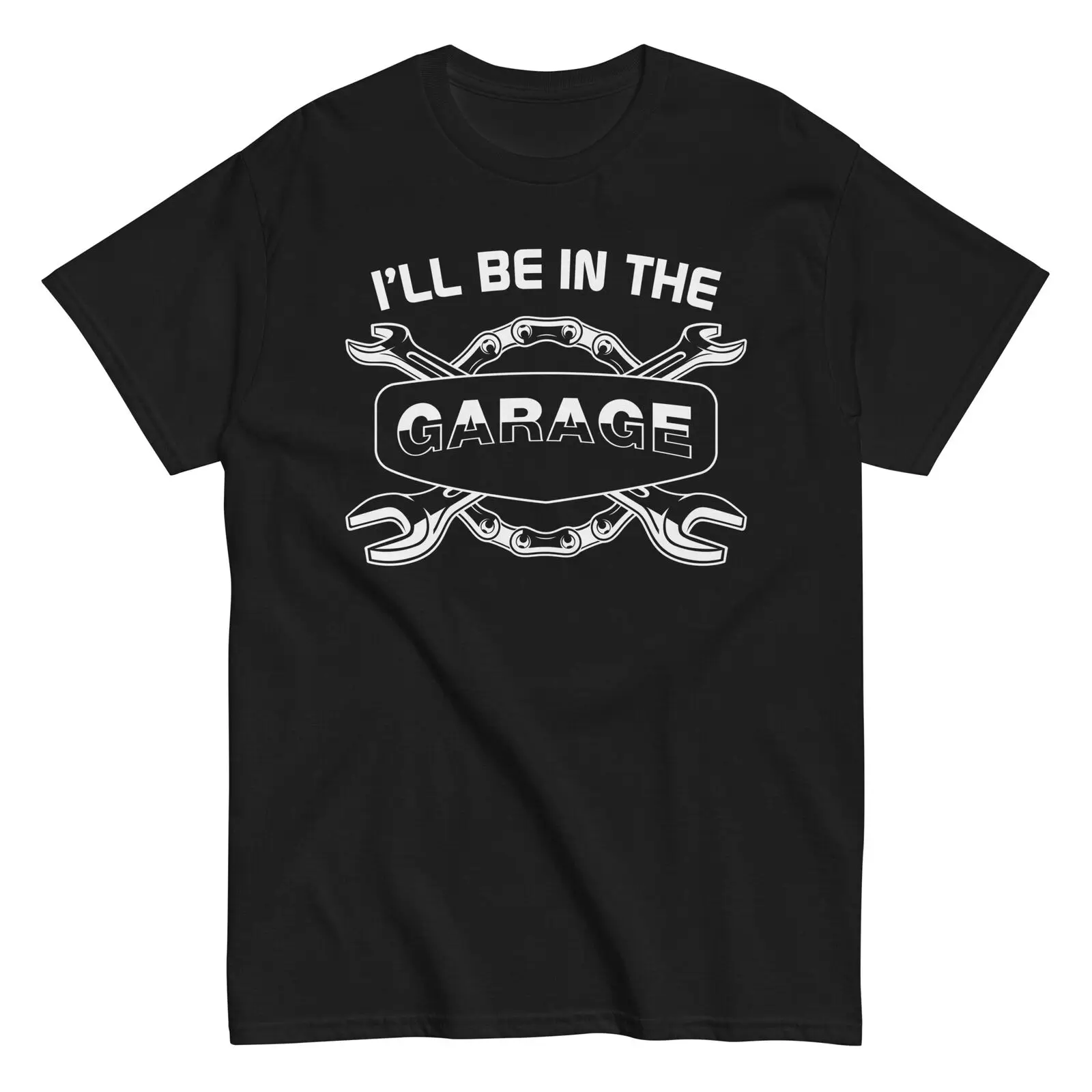 

Mechanic I'll Be in The Garage Men's Cotton T-Shirt Car Guy Auto Lover Gift Tee