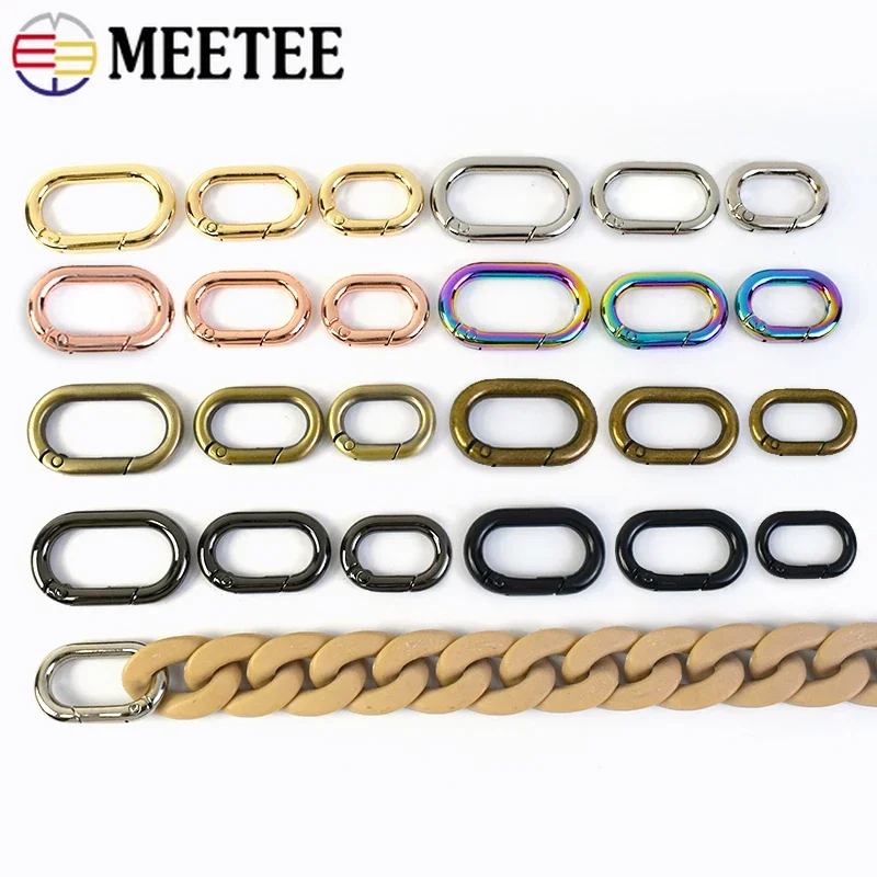 

5Pc 13-40mm Metal Carabiner Clips Buckle Spring Coil Crochet Hook Dog Collar O Ring Toggle Clip Buckles Keychain Snap Oval Clasp