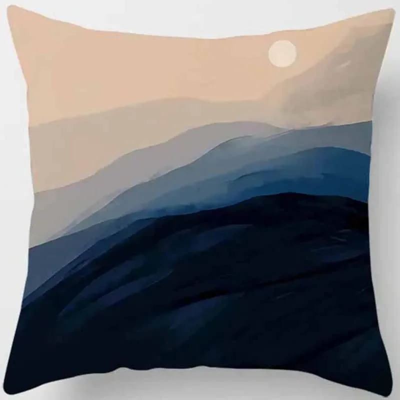 Blue Tone Printing Square Pillowcase, Home Decoration, Car Sofa Cushion Cover 45 * 45cm