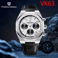 Pagani Design 2025 nuevo 40MM VK63 cronógrafo de cuarzo para hombre de acero inoxidable resistente al agua 20Bar zafiro luminoso C3 reloj hombre