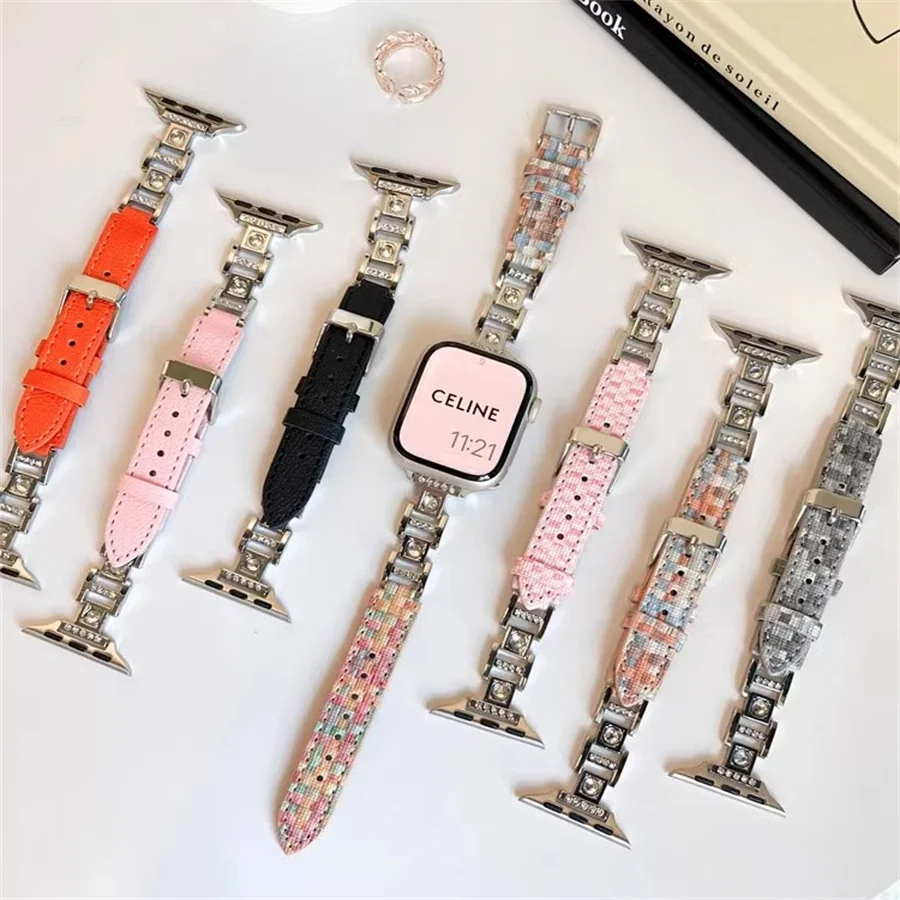 New Xiaoxiangfeng microfiber leather compatible with iWatch strap 38mm 40mm 41mm 42mm 44mm 45mm 49mm for women, fashionable hand