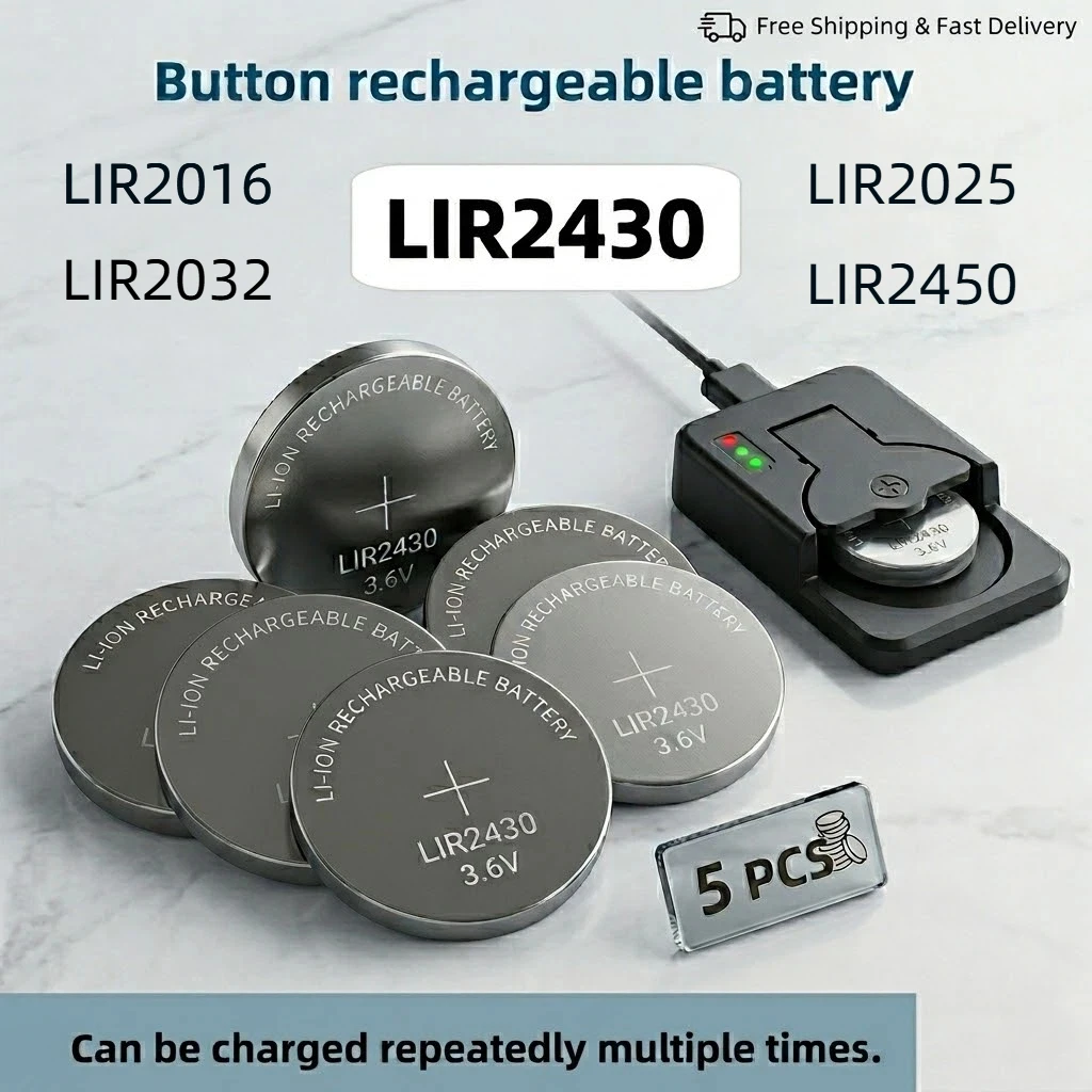 LIR2025 LIR2016 LIR2430 LIR2450 Rechargeable Lithium Battery Can Replace CR2032 CR2025 for Watches
