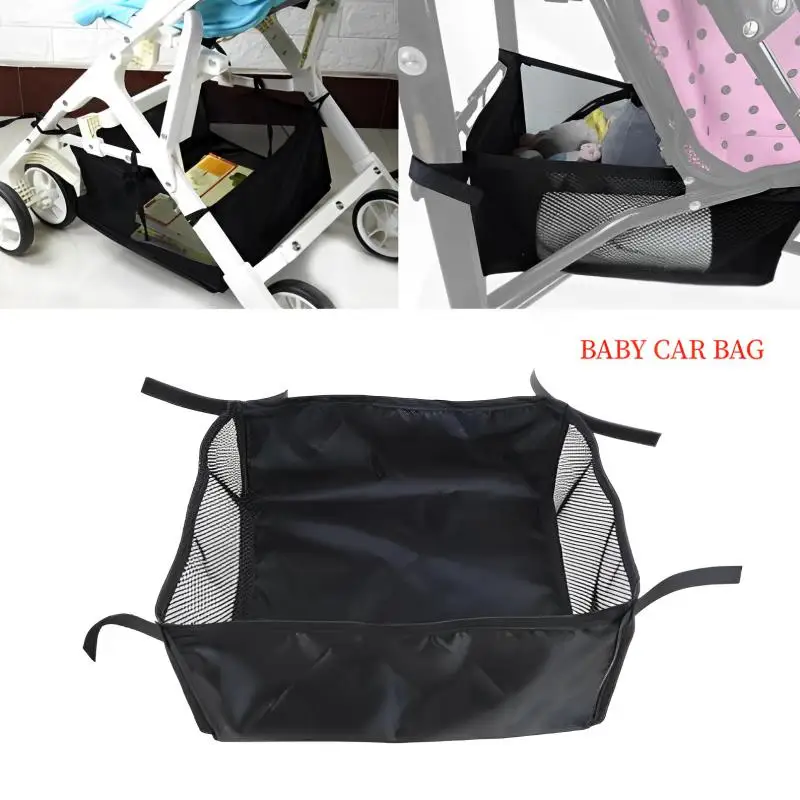 Portable Baby Stroller Hanging Basket Pram Bottom Storage Bag Multi‑Pocket Diaper Bottle Holder Newborn Kid Stroller Accessories