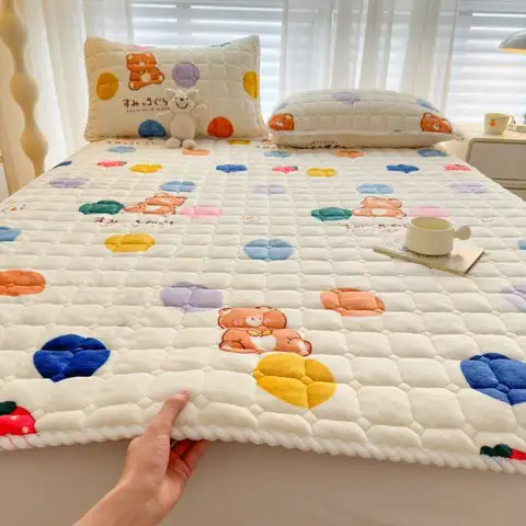 가정용 두꺼운 우유 벨벳 부드러운 매트리스 토퍼, 따뜻한 매트리스 커버, 얇은 폴드 다다미 매트, 기숙사 침대보 퀸 침대 시트