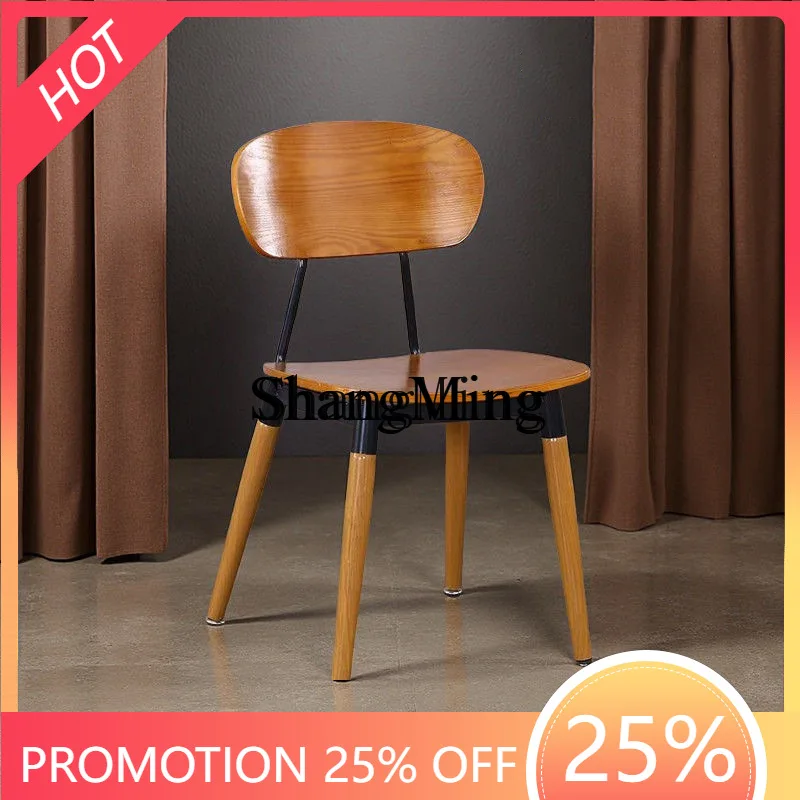 FGgood-looking Simple Solid Wood Leisure Restaurant Backrest Chair Fast Food Burger Restaurant Dining Chair Iron Dining Chair