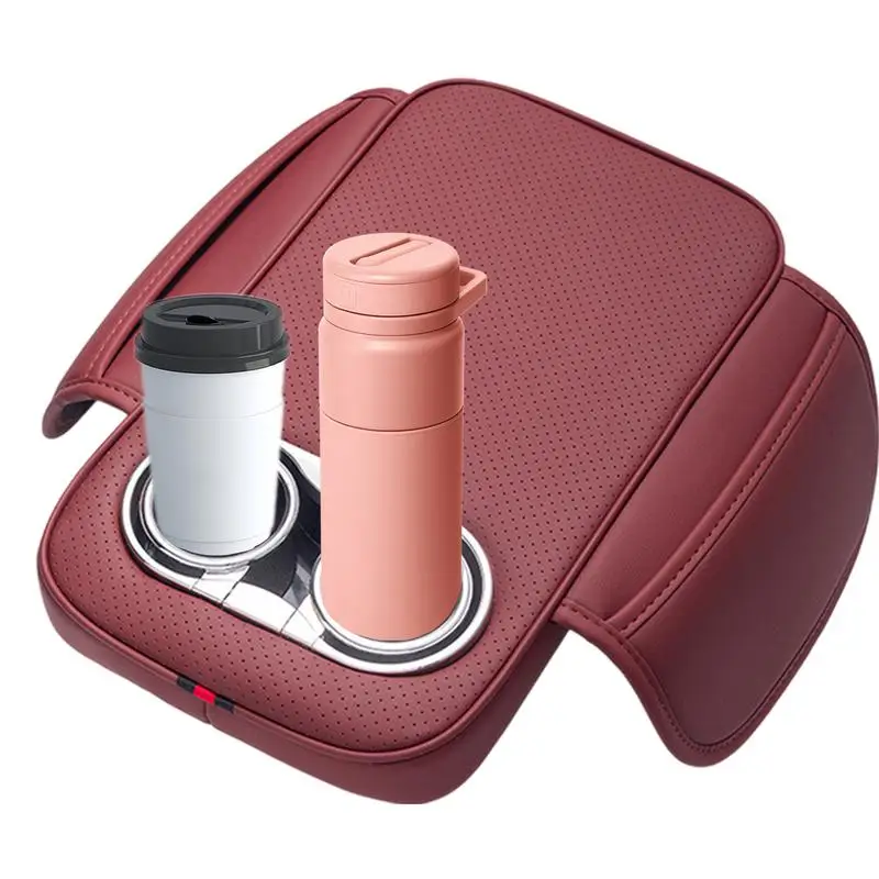 Car Console Cover Car Organizer Car Armrest Cover Cushion Storage Box Arm Rest Covers Leather Cup Holder Center Console