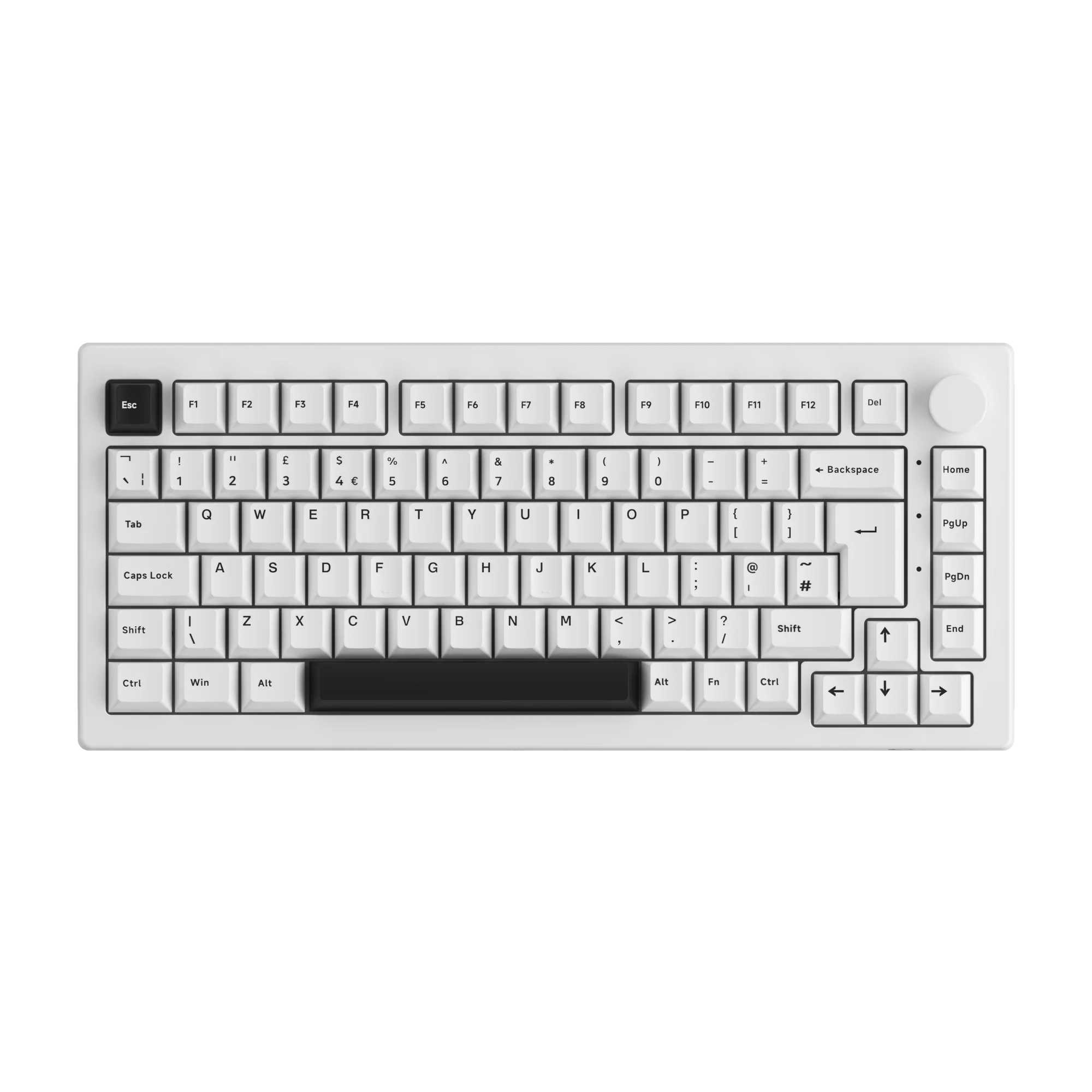 Akko 5075B Plus Black on White 75% ISO-DE/UK/Nordic Mechanical Gaming Keyboard  Hot Swap Multi-Modes 2.4GHz /USB Type-C/BT 5.0