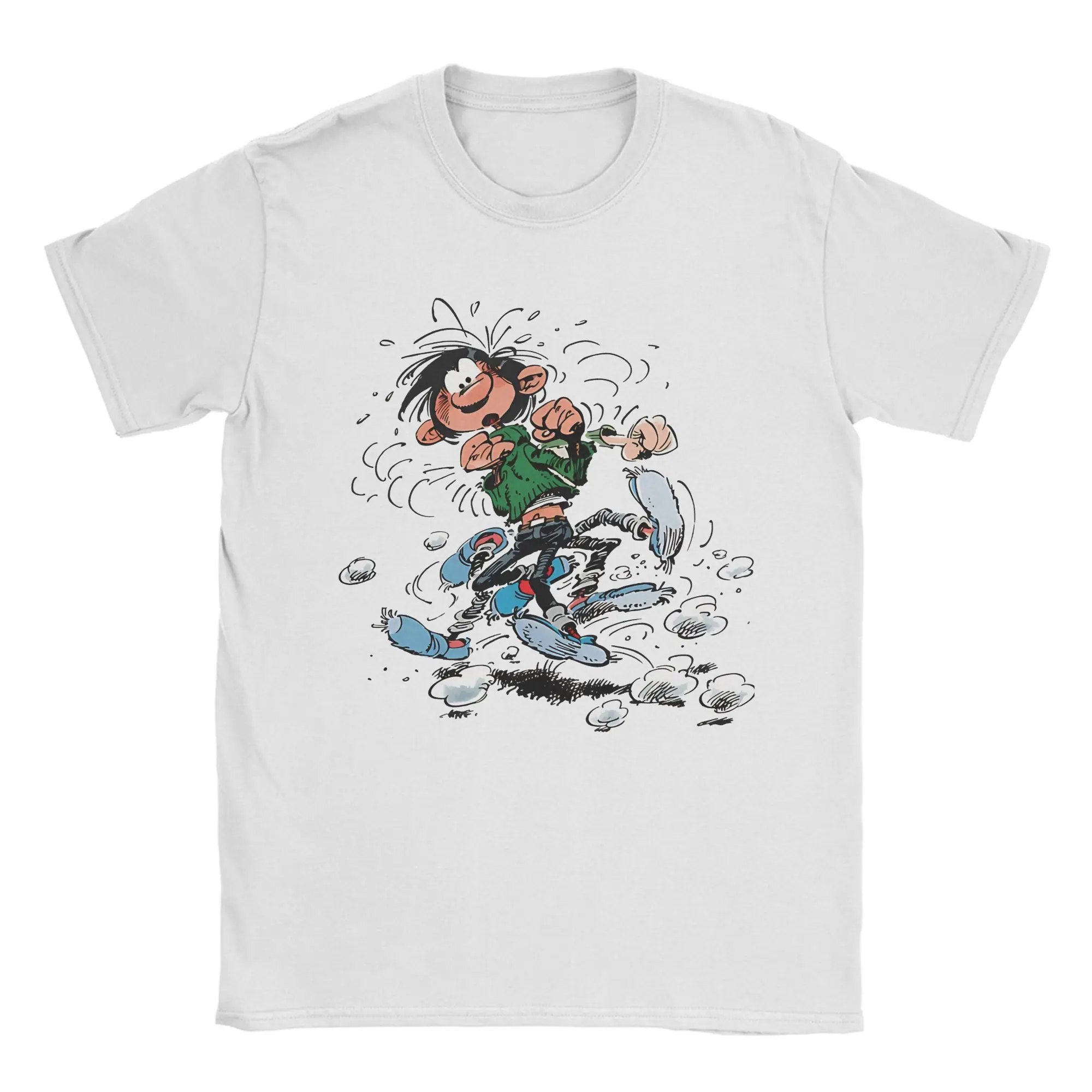 Novelty Gaston Lagaffe Cartoon  Tshirts Men's 100%Cotton Short Sleeve Marsupilamis   O-neck Summer Top Tee