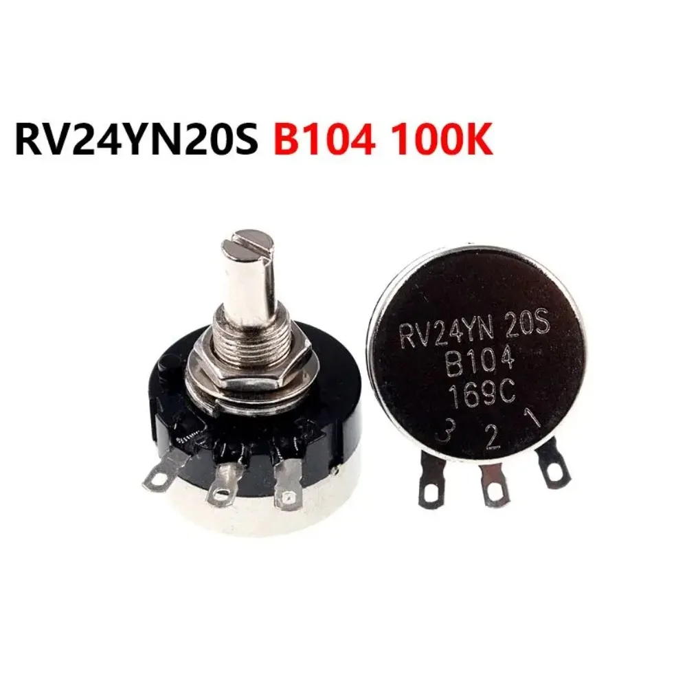 Single Turn โพเทนชิออมิเตอร์ฟิล์มคาร์บอน RV24YN20S B104 100K ตัวต้านทานแบบปรับได้
