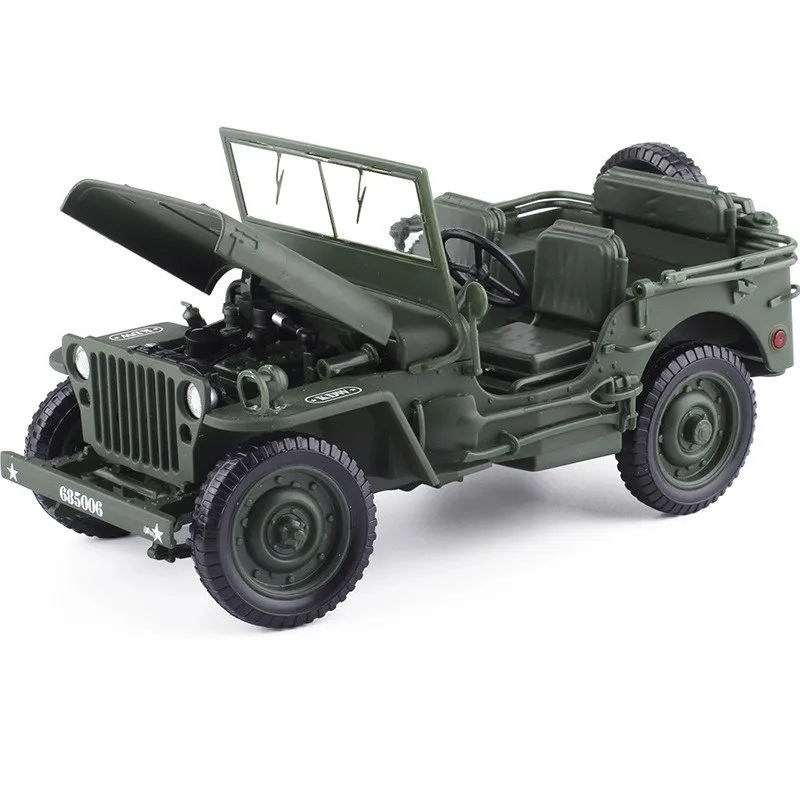 1/18 diecast carro brinquedo táticas militares liga modelo de carro capô aberto painéis para revelar motor com dispositivo suspensão crianças presente