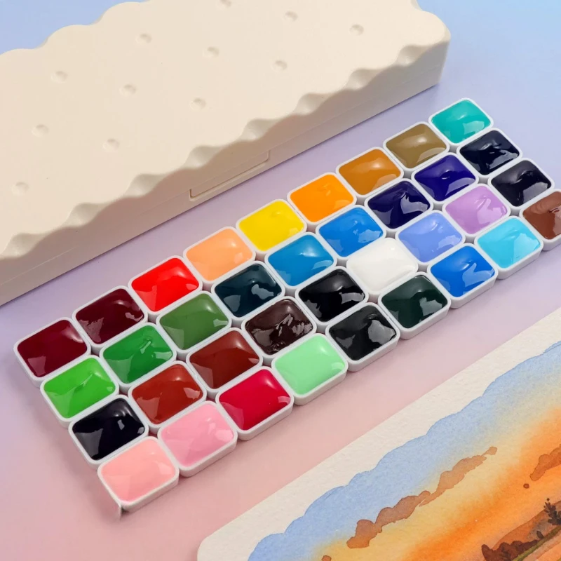 36 Color Watercolor Painting Material Package Mixed Coloring Art Painting Pigments Solid Watercolor High Concentration Pigment