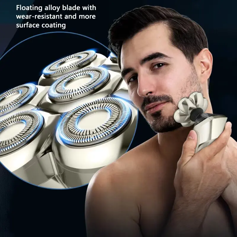 5 in 1 Electric Men's Shaver Magnetic 7D Floating Blade Rechargeable Beard Razor Portable Shaving Machine For Men Daily Grooming