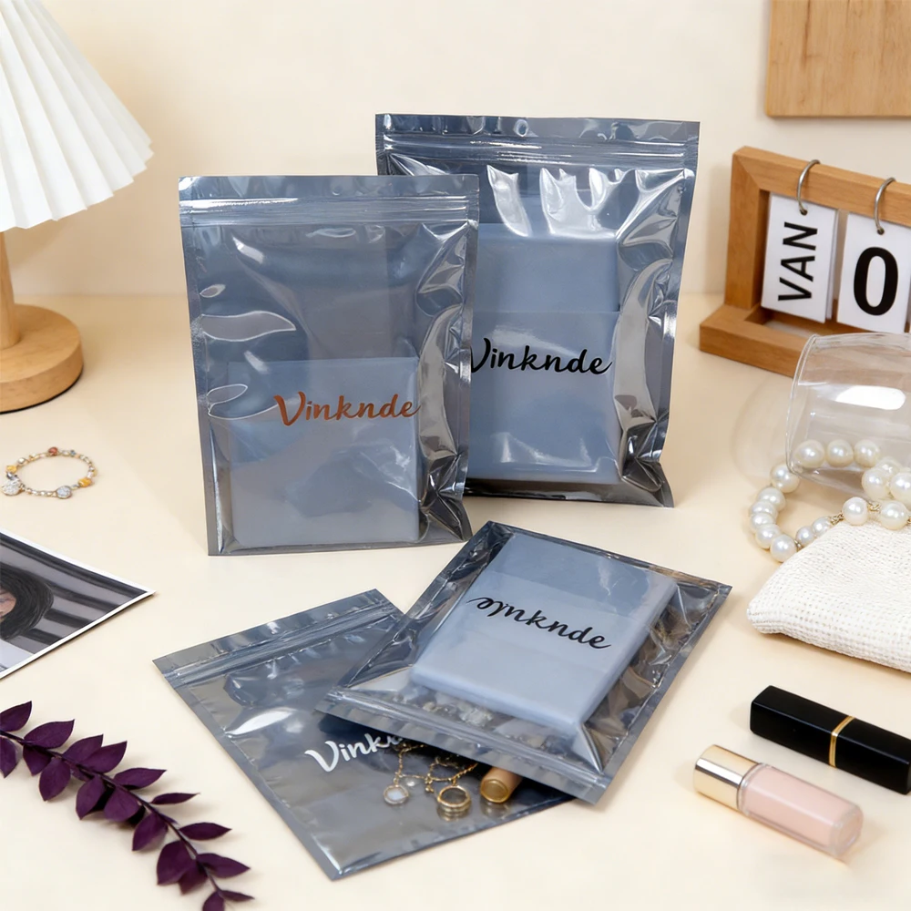 

50/100pack 25x30cm Antistatic ESDD Tab Bags Gift Packaging Customized Logo Jewelry Zipper Candy Makeup Brush Clothing Dust Pouch