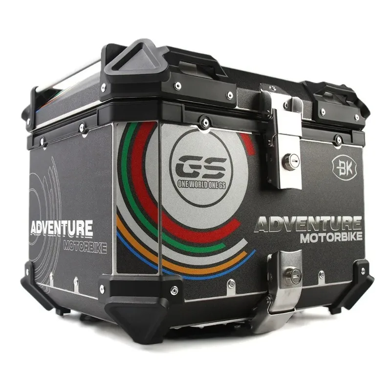 Motorcycle trunk storage box Waterproof quick-release aluminum alloy tail box with backrest 45L/55L/65L storage box