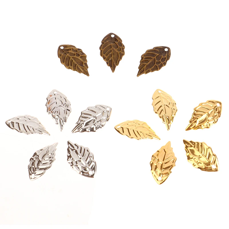 

100Pcs/Lot Metal Charms Stamping Leaf Shape Hole Earrings Pendant DIY Floating Charm For Jewelry Making Small Leaf Bridal