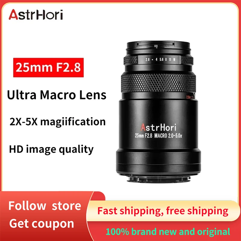 

AstrHori 25mm F2.8 2X-5X Professional Macro Full Frame Manual Focus Lens For Nikon Z Canon RF Fuji X Leica L Mount Camera Lens