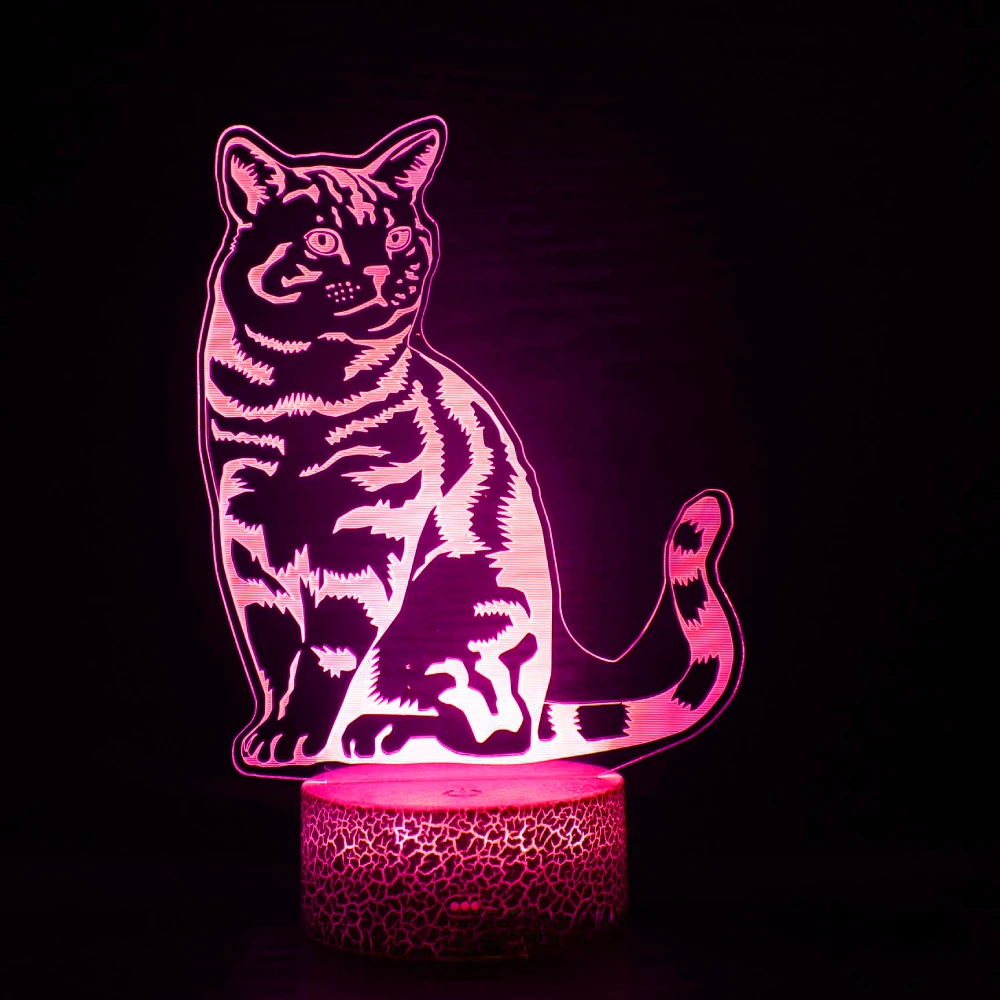 Nighdn Cat 3D Illusion Night Light for Kids Room Home Decor LED Bedside Table Desk Lamp Birthday Gift for Girls Boys Friends