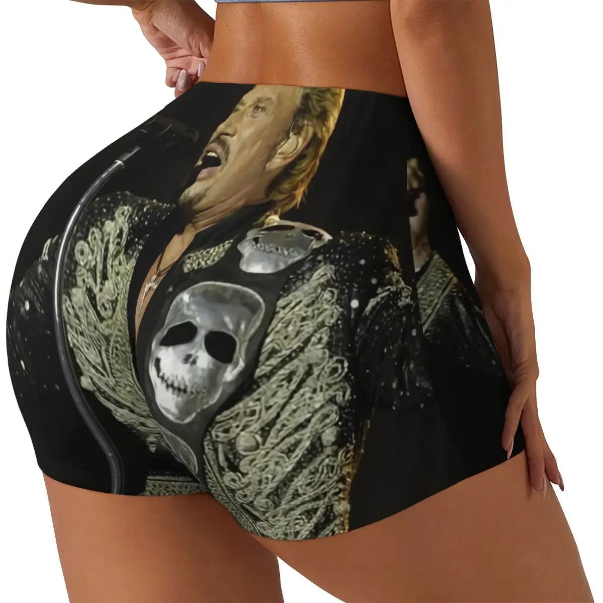 Custom Johnny Hallyday French Singer Volleyball Biker Workout Shorts for Women Heavy Metal Rock Gym Athletic Yoga Shorts