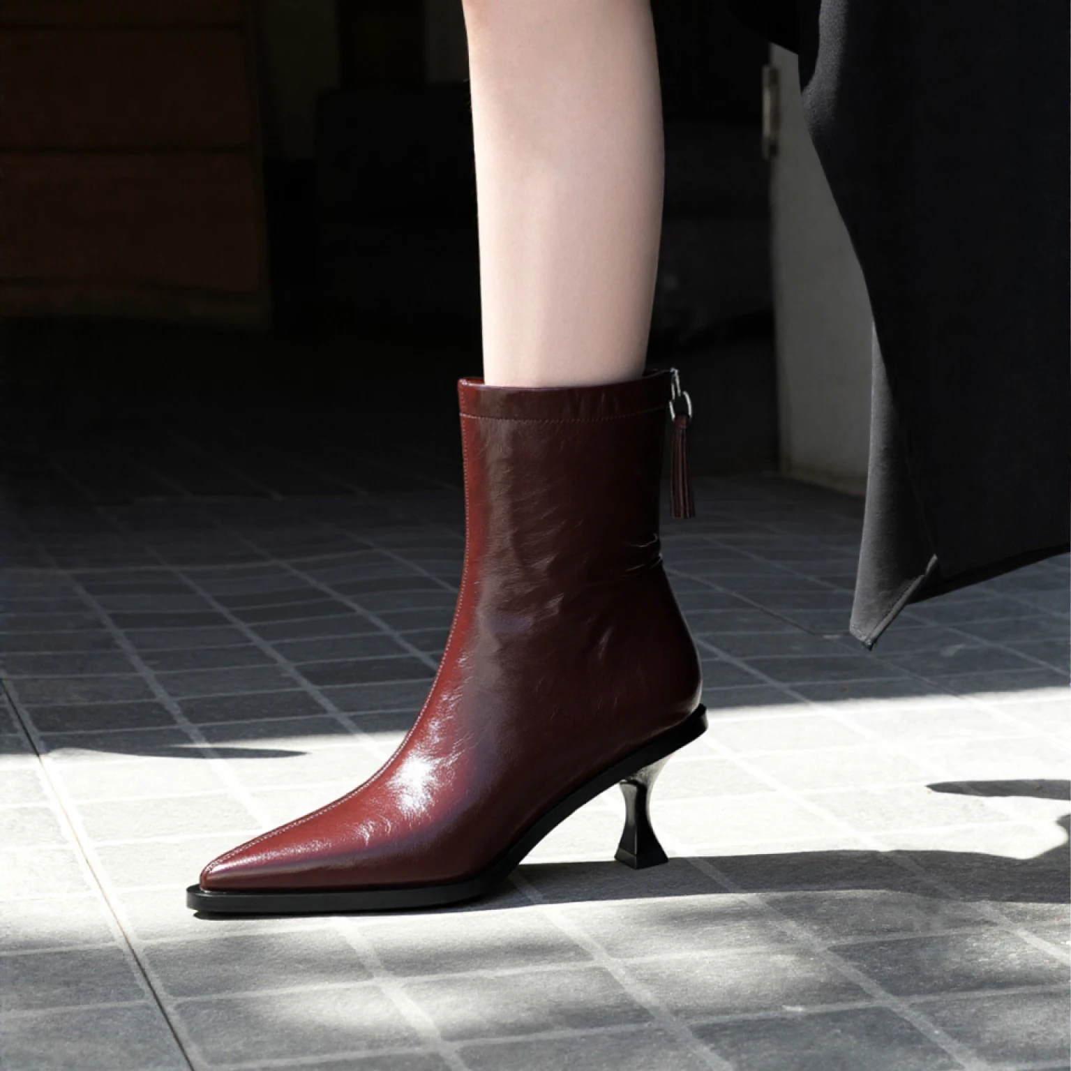 Women's Suede Winter Ankle Boots with Pointed Toe and Zip