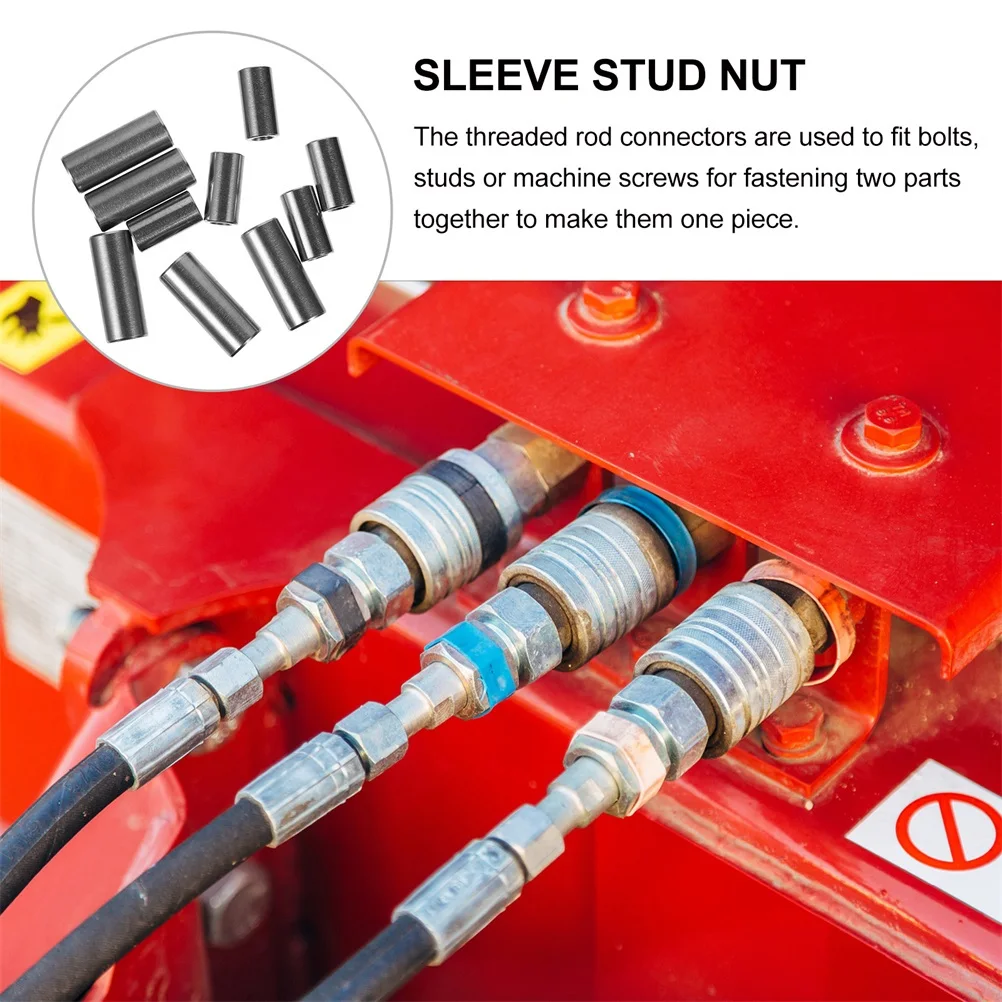

8 Pcs Extended Welding Nut Round Coupling Sleeve Nuts Stainless Steel Thread Connectors Threaded Rod Silver