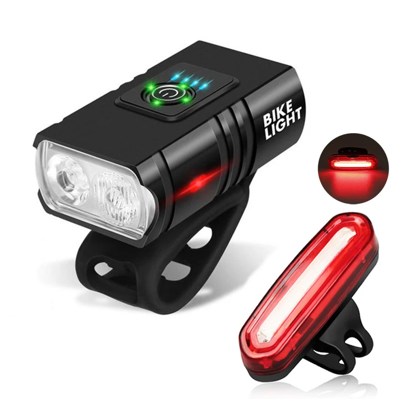 2 Pack Bicycle Light T6 Led Front USB Charging Mtb Mountain Bike Light Bicycle Headlight Flashlight Bicycle Scooter Tail Light Headlight Tail Light Set