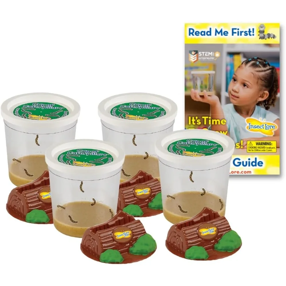 

Live Painted Lady Caterpillars with Food and Habitat Log for STEM Butterfly Learning
