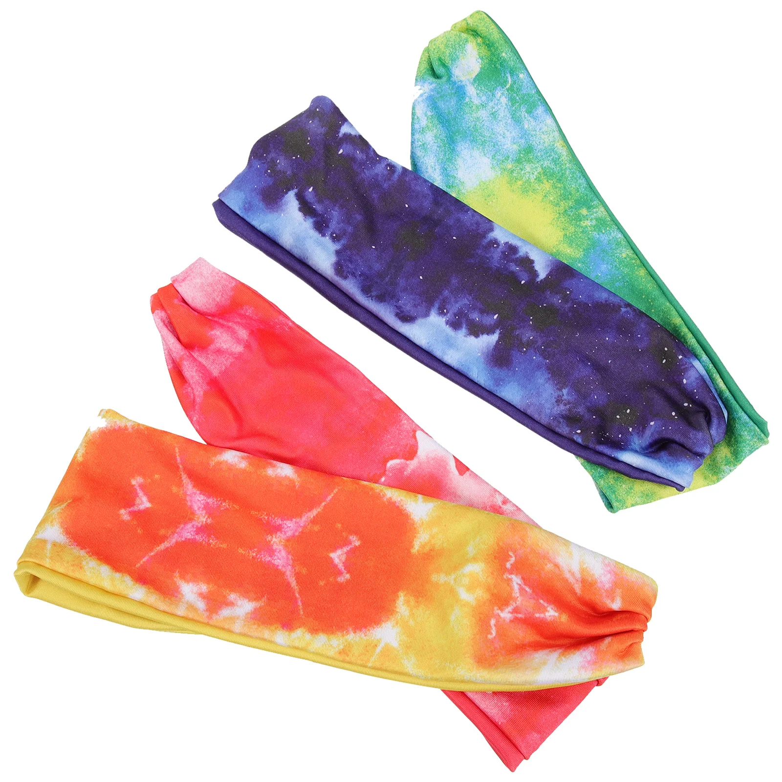 

4Pcs Tie Dye Sports Headbands Elastic Sweat Absorbing Hairbands for Yoga Fitness Running Comfortable Portable Workout Sweatbands