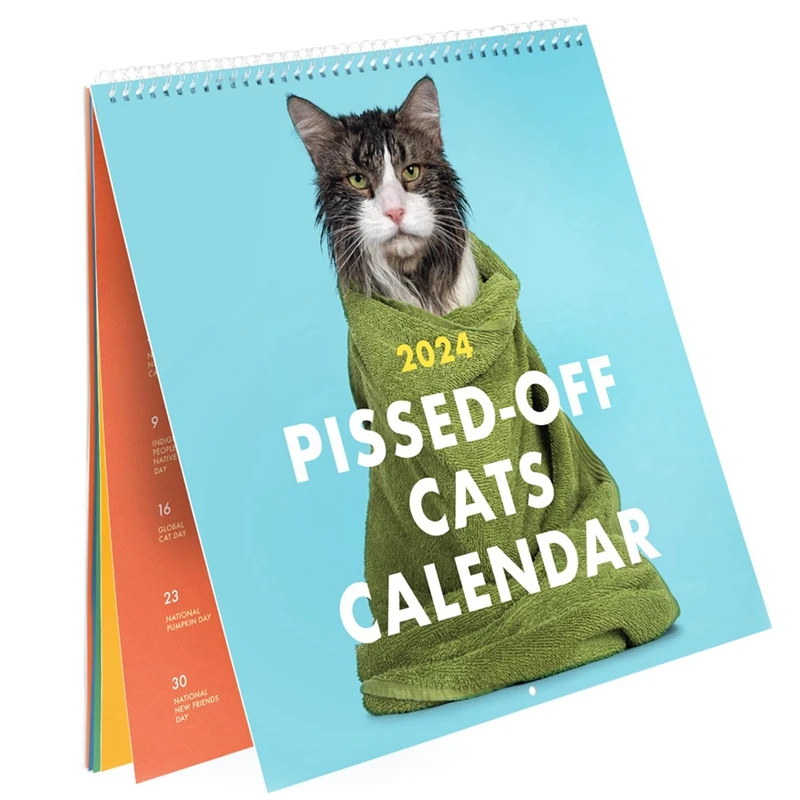 

1 Piece 2024 Pissed Off Cats Calendar Funny Cat Wall Calendar Cat Hanging Calendar, 12 Months Cat