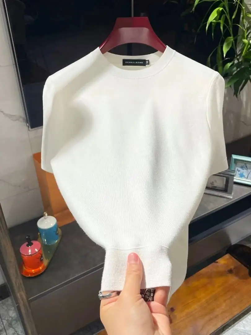 

Мужская модная трикотажная футболка с коротким рукавом 800: Осенне-зимняя, деловая, повседневная, премиум-класса, универсальная, стильная