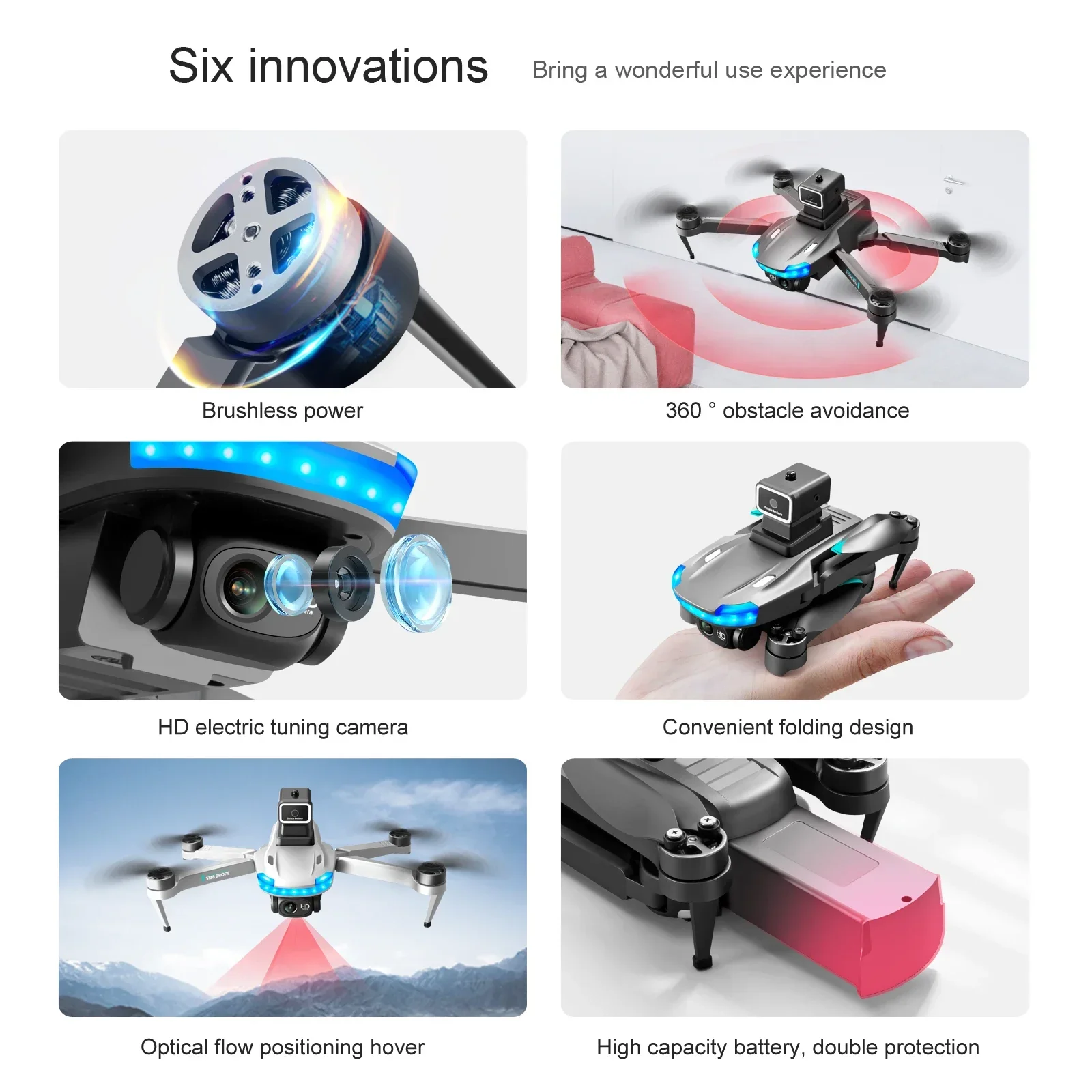 S138 GPS Dron 4K Professional Dual Camera 5G Wifi FPV 360° Obstacle Avoidance Folding Quadcopter RC Drone Dual Battery Gift Toys