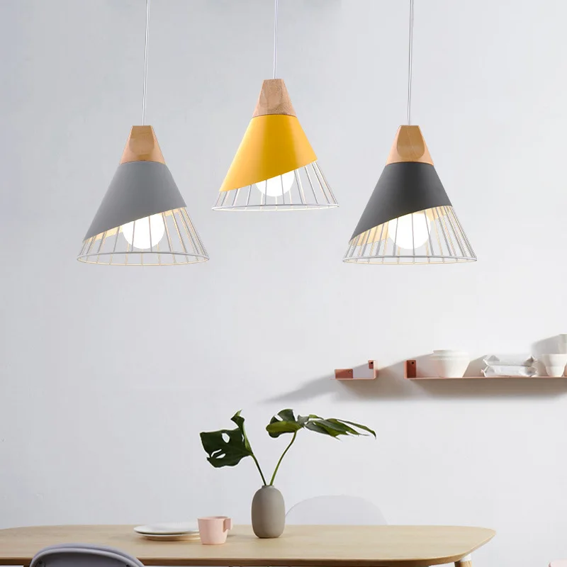 

Macaron Pendant Light Nordic Modern Minimalist Solid Wood Creative Bedroom Restaurant Caf é Bar Counter Pendant Light