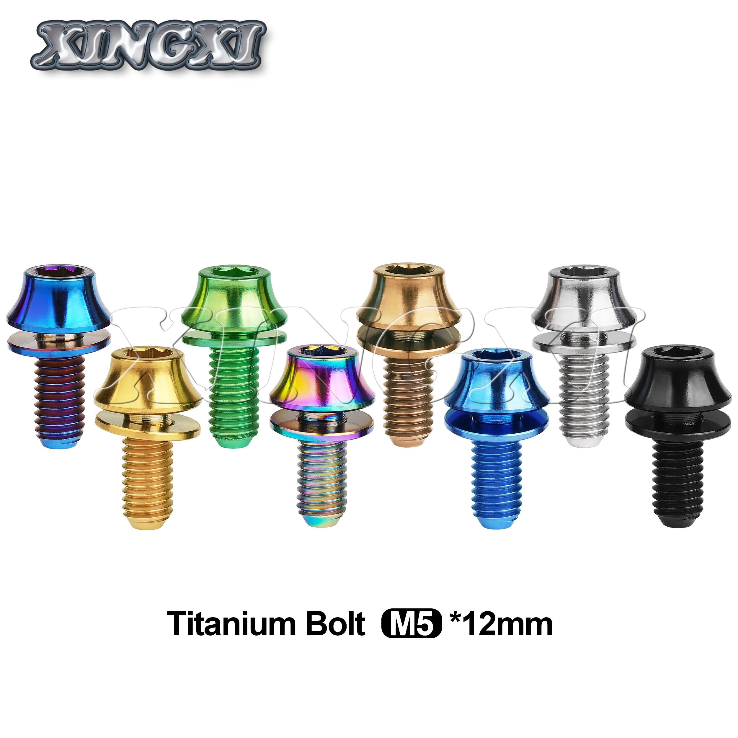 Xingxi M5x12mm Ti Alloy Bolts Titanium Screw with Washers for Bicycle Water Bottle Cage Hex Bolts Water Bottle Holder Cone Screw