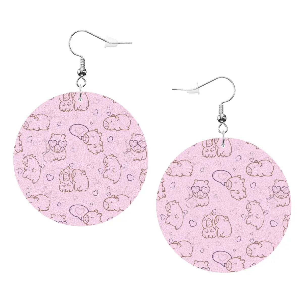 Custom Funny Capybara Dangle Drop Earrings Leather Earrings for Women Fashion For Party