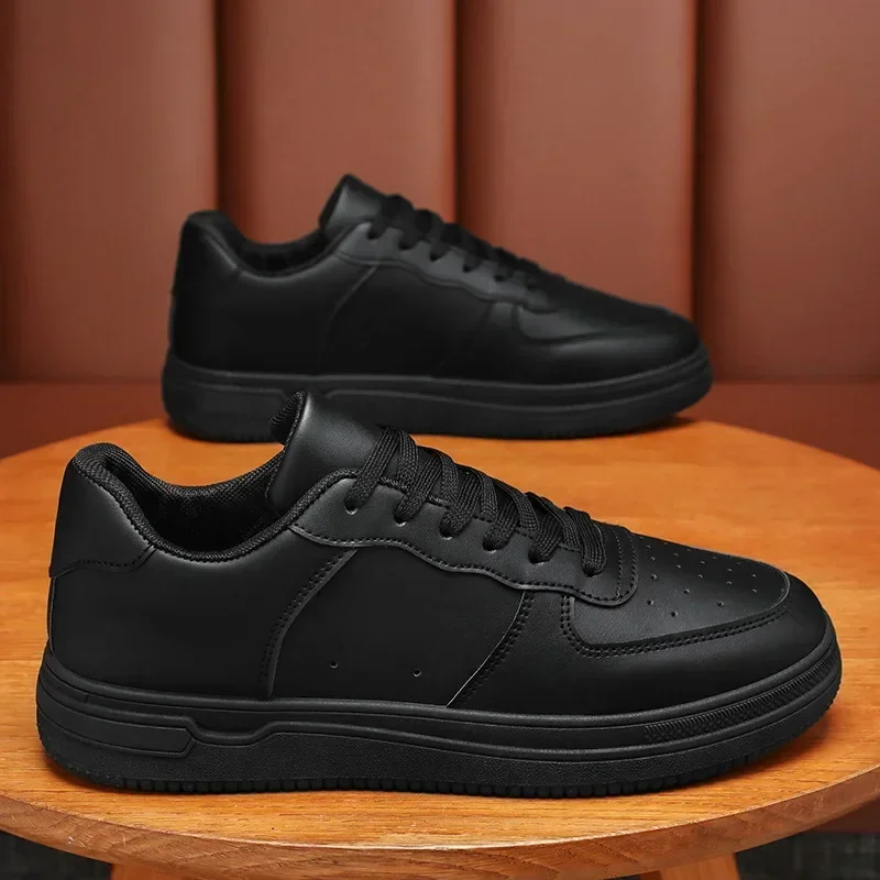 

Men's White Casual Sneakers Leather Shoes Fashion Male Mens Tenis Autumn Platform Men Shoes Breathable Flat Running Sport Shoes