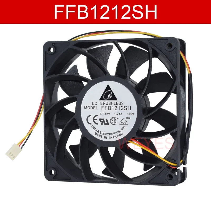 NEW 120mm Cooling For FFB1212SH 12025 12V 1.24A 12CM 3 wires mining Server Inverter Case Axial Cooler Industrial Fan