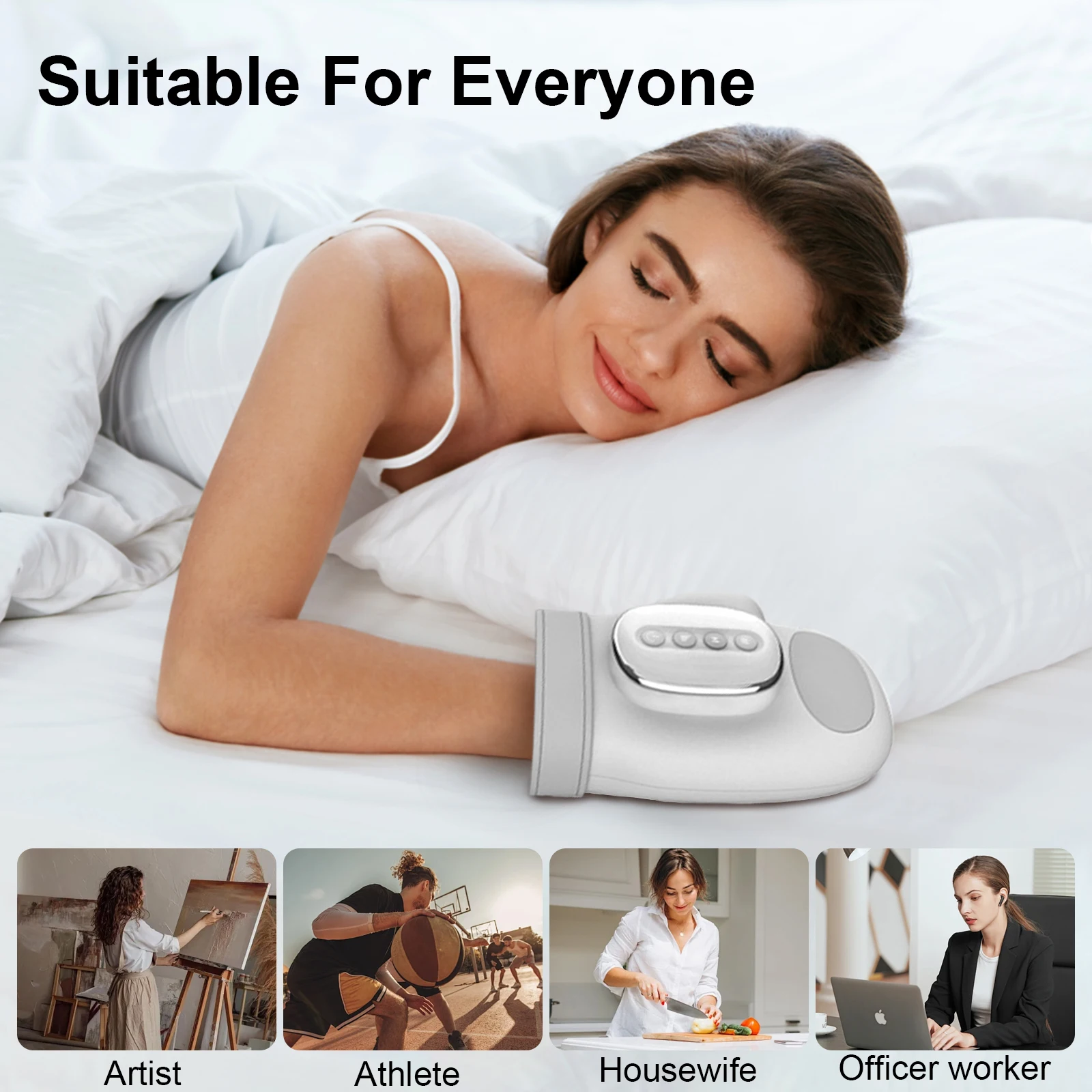 Phenitech Wireless Hand Massager with 3 Modes & Heat 2 Levels Compression Rechargeable 5 Intensity Finger Massage Machine