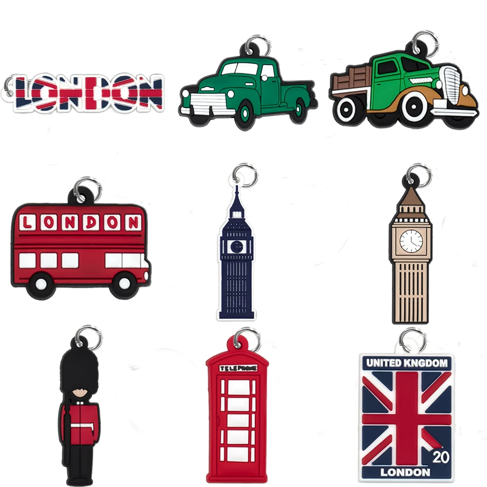 20PCS British Style Keychain Truck Bus Keyring Royal Guards Key Accessories for Motorcycle Car Key Holder Friends Party Gifts
