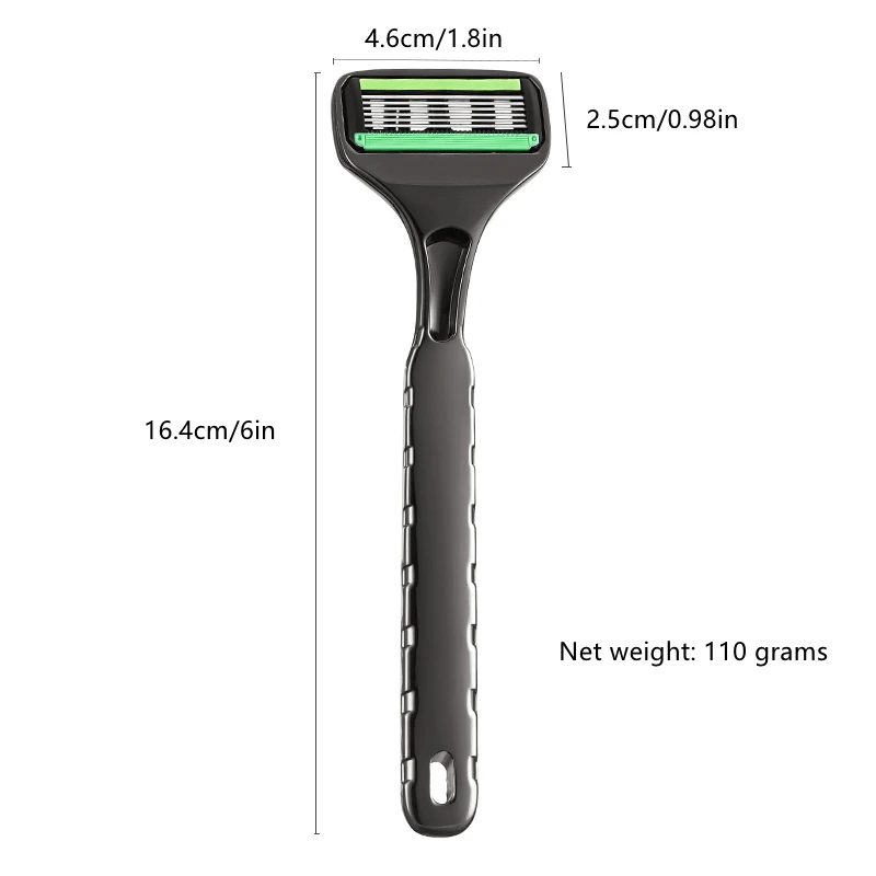 ماكينة حلاقة يدوية بستة طبقات ماكينة حلاقة للرجال شفرة ستة طبقات متكاملة جميع المعادن ماكينة حلاقة يدوية لللحية