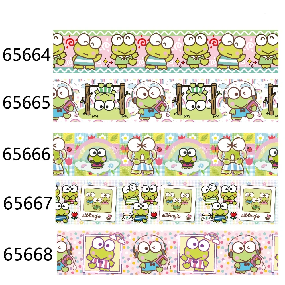 (50yards) Sanrio KEROKERO KEROPPI Grosgrain Ribbon for Hairbows Sewing Accessories Craft Materials Gifts