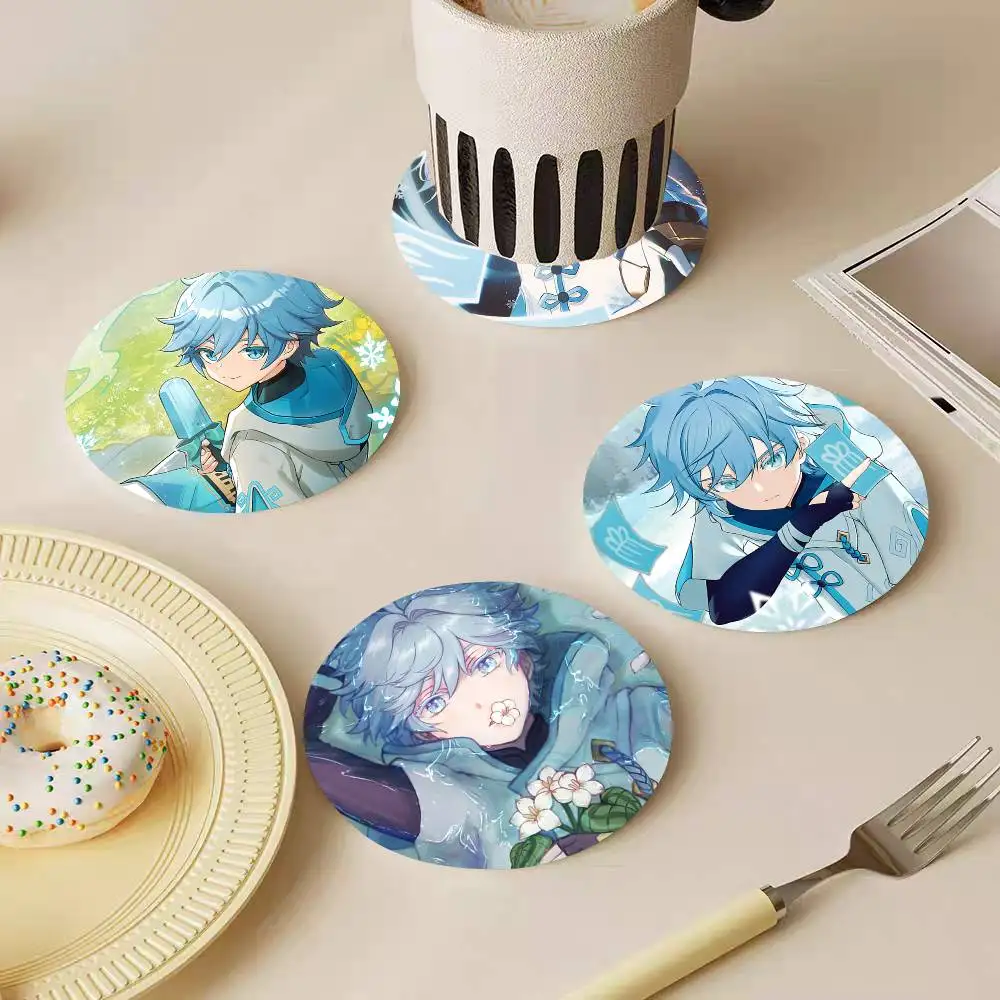Game Genshin Impact Chongyun Anime Round Wooden Coasters Suitable For Restaurants And Coffee Home Gift Choice Holidays