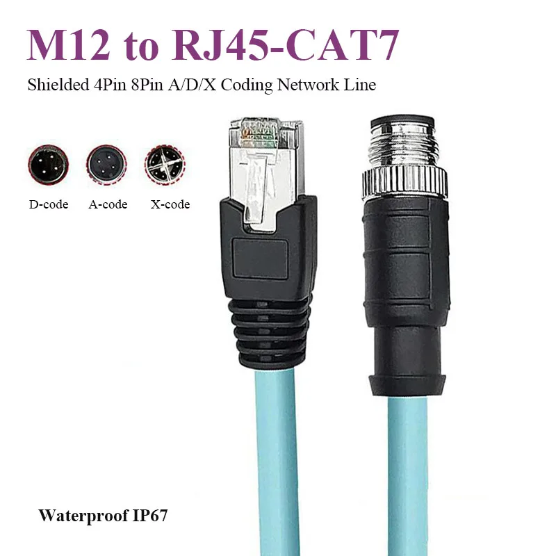 

Waterproof M12 8Pin X Code to RJ45 Connector Line 4Pin A/D/X-type Connection Coding Cable Cat7 10GB Male to Female Ethernet Wire