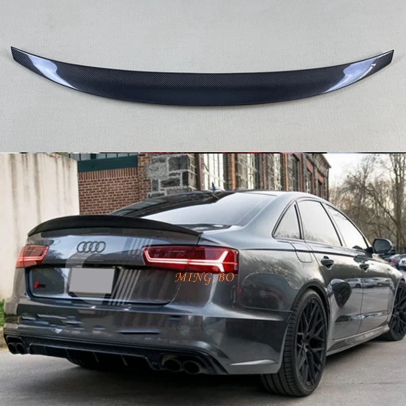 FOR AUDI A6 C7 Sedan HK Style Carbon Fiber Rear Spoiler Trunk Wing 2012-2016 FRP Forged carbon 