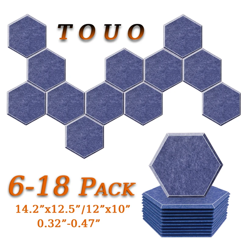 TOUO 6/12/18 Pcs High-Density Acoustic Panel Sound Absorbing Material Soundproof Treatment Drum Room Acoustic Treatment