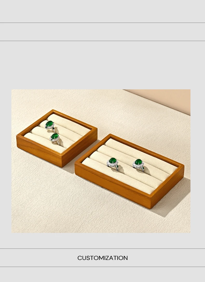 Oirlv Holzring-Präsentationsplatte Schmuckständer Grau Beige Ringhalter Schmuck-Aufbewahrungsorganizer Fotografie-Requisiten – Detail 9