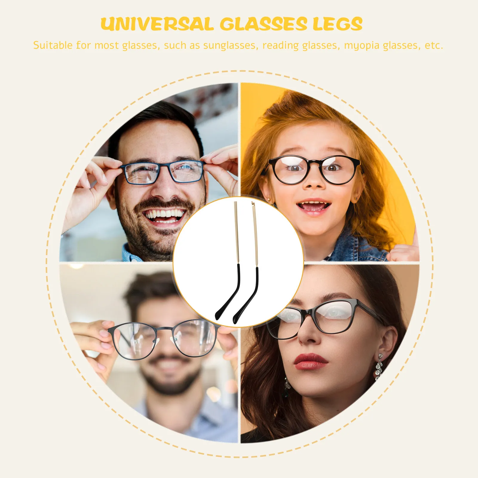 1Pair Heavy-Duty Metal Glasses Replacement Temples Universal Fit for Eyewear Frames Prevents Breakage Rubbing Comfortable