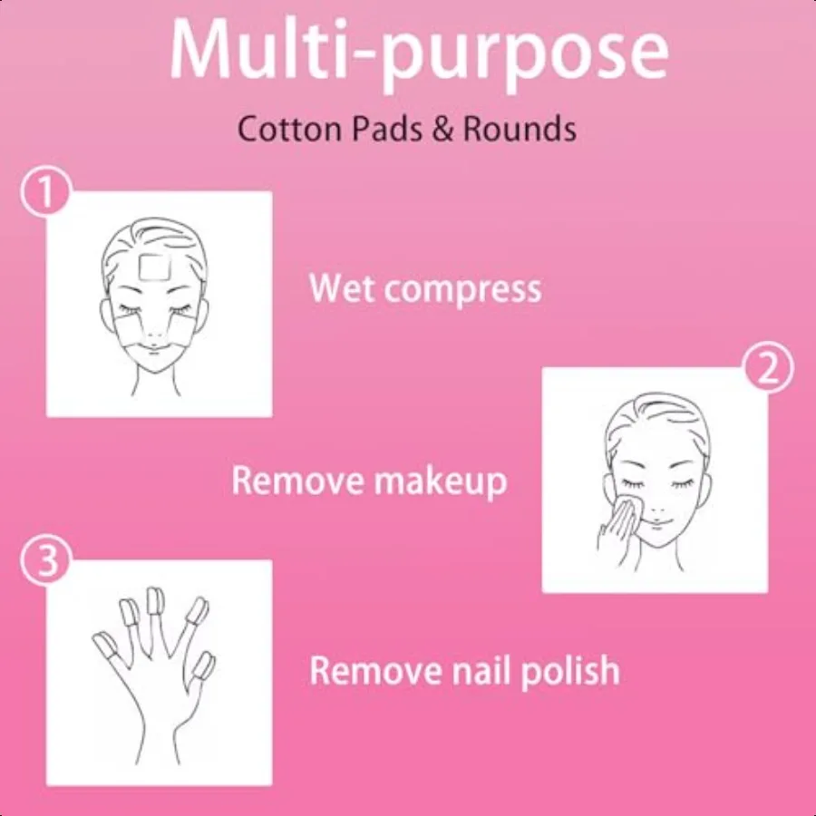 100 Pack Cotton Pads Individually Wrapped Cotton Rounds Travel Size Makeup Remover Pads for Eye Nail Polish Face Cleansing Pads