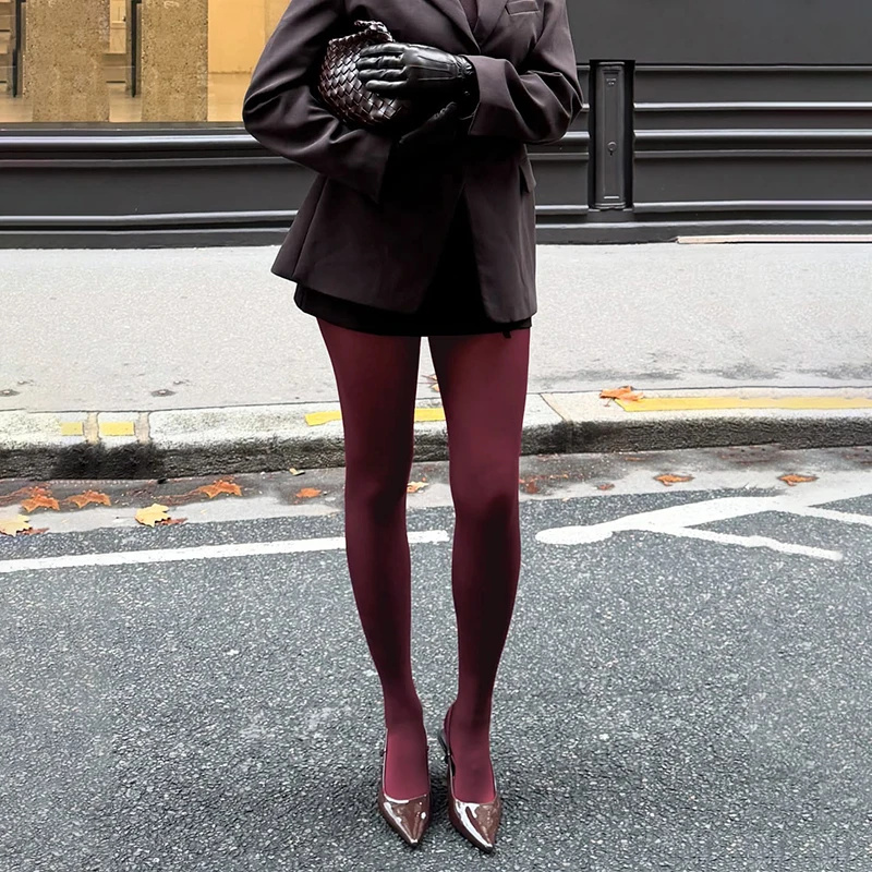 

Tornova Wine Red Tights Women Leggings Bodycon Sexy See Through Lingerie Ins Hot Femme Pantyhose Summer New Slim Lace Stocking