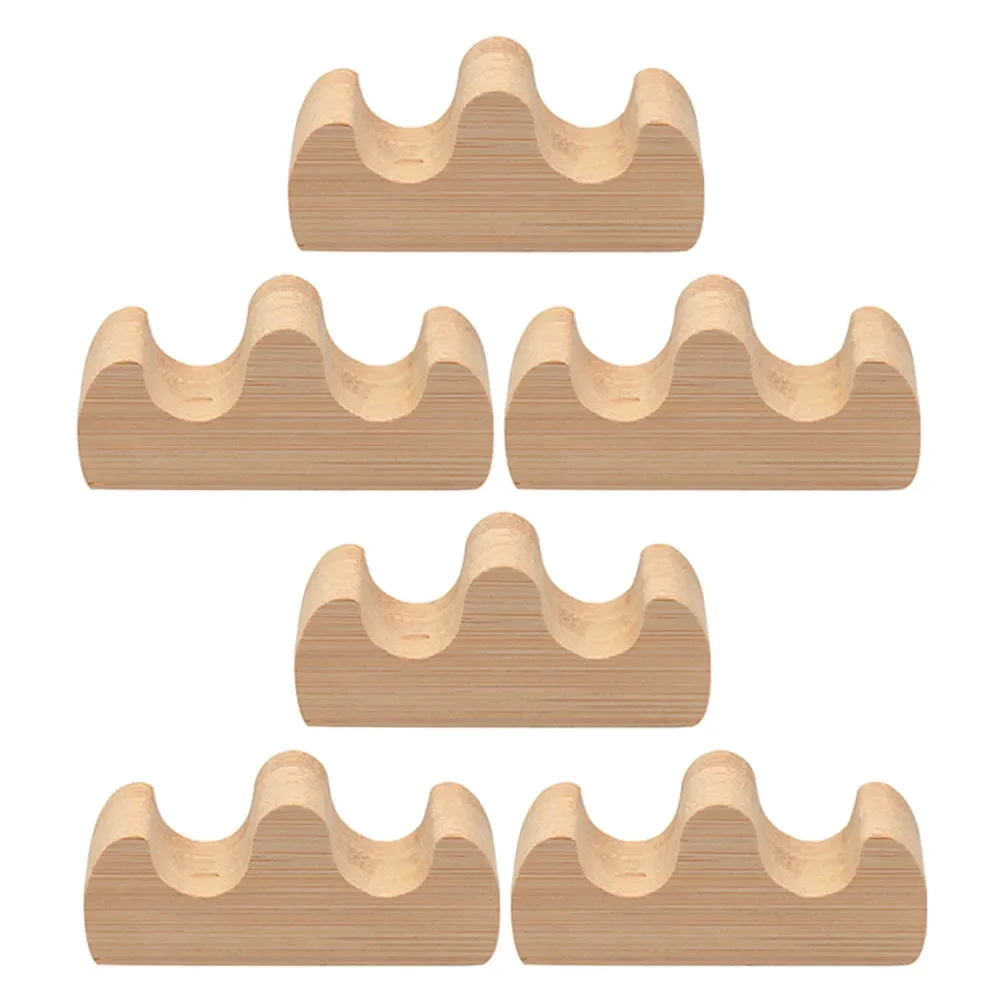 6Pcs Premium Wooden Chinese Calligraphy Brush Rest Brush Holder Pen Stand for Writing Painting Study Office Desk Organizer